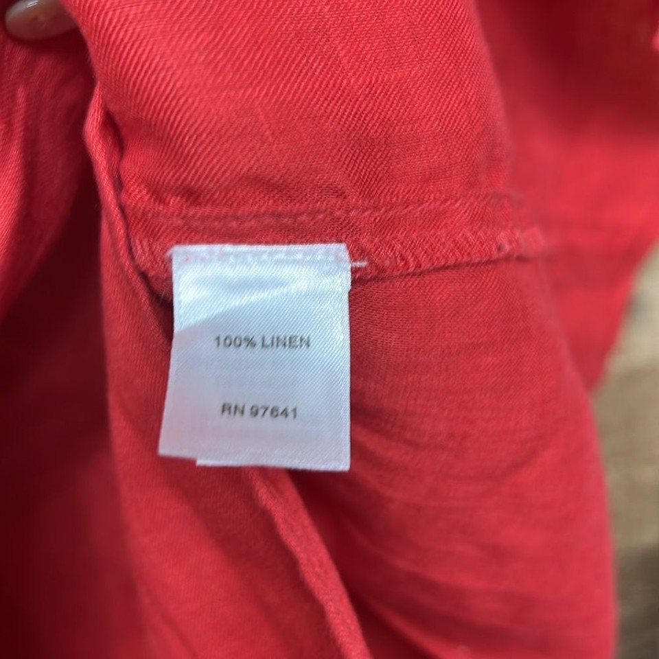 J.Jill 100 Linen Hibiscus Peplum Back Sleeveless Button Down Tunic