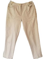 Talbots Womens Pants Beige Stretch Side Ankle Zip Vintage Tapered Leg 10P
