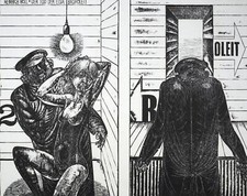 Karl-Georg Hirsch - the death of Elsa Baskoleit - woodcut - 1972