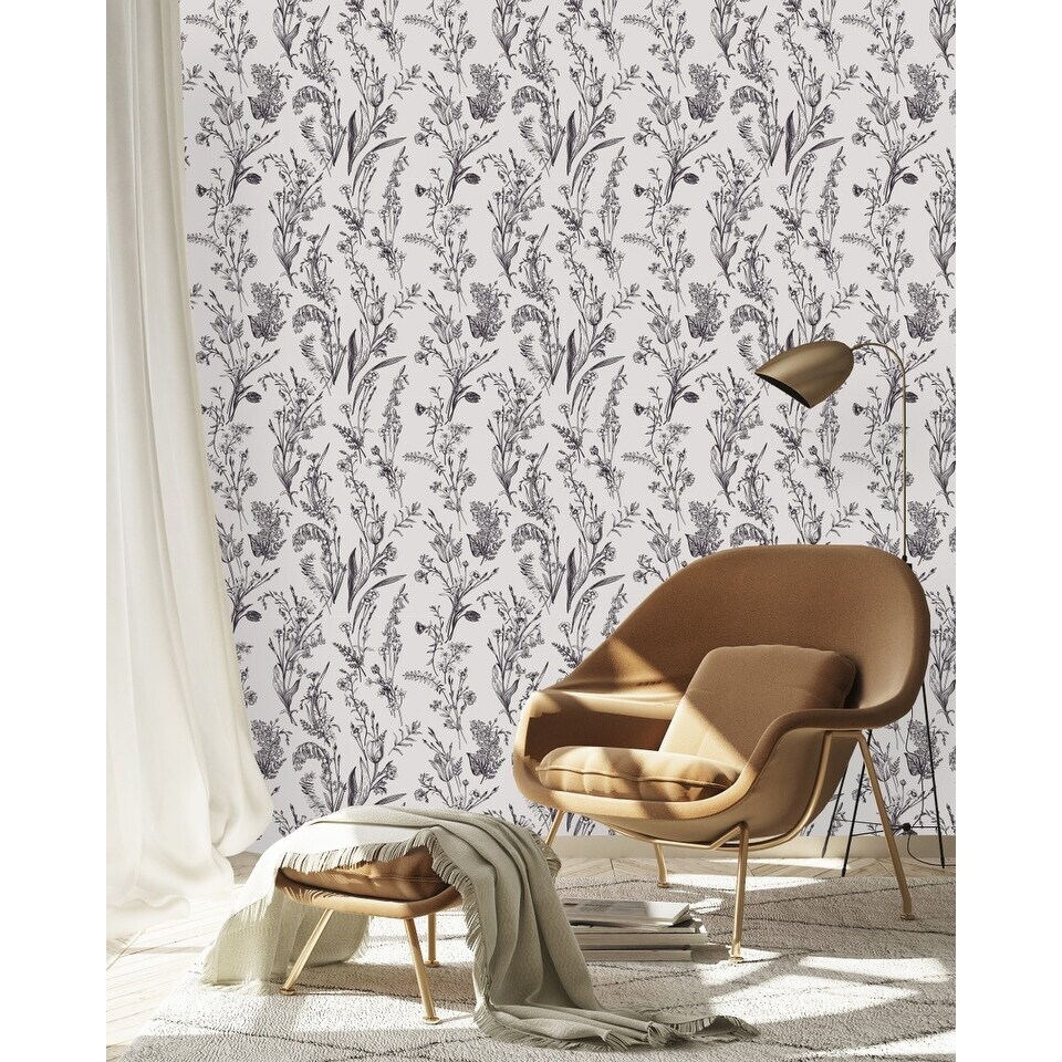 Black and White Wildflowers Wallpaper Peel and Stick and Prepasted eBay
