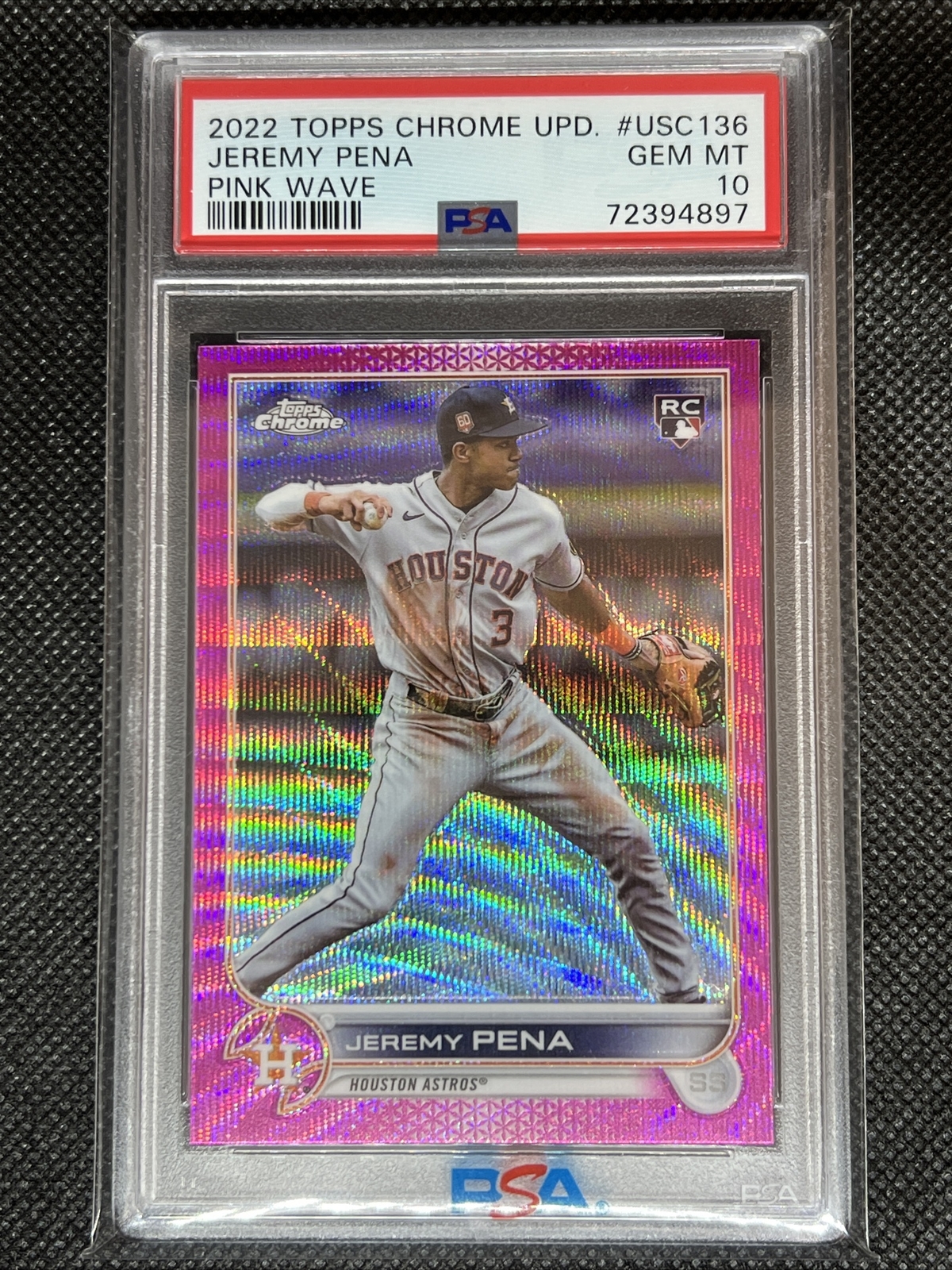 2022 Topps Chrome Update JEREMY PENA RC #USC136 PINK WAVE PSA 10 GEM MT ROOKIE