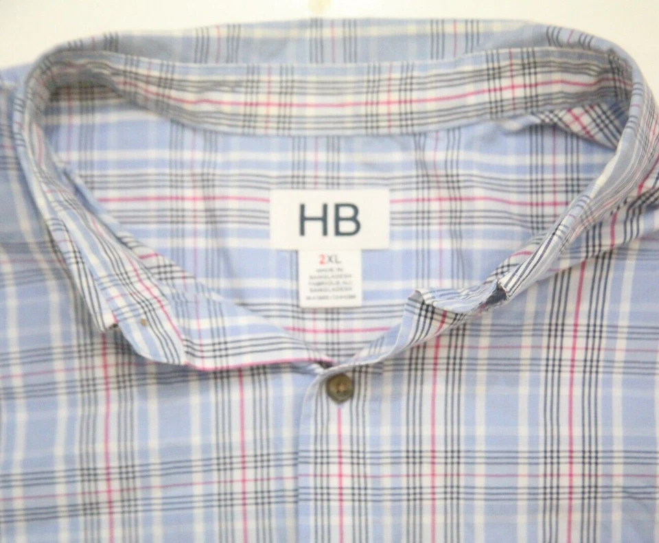 Camisa de Vestir 2XL Harbor Bay Azul Algodón Poli Botón Delantero Manga Corta XXL 1-991 Foto 3 de 4