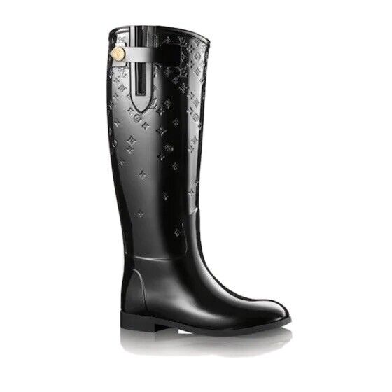 Louis Vuitton Monogram Rubber High Drops Rain Boots - Size 6 / 36