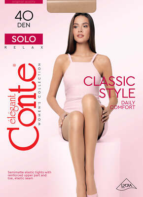 Conte Tights Solo 40 Den - Classic Sheer Semi-Opaque Thin Pantyhose Plus Size