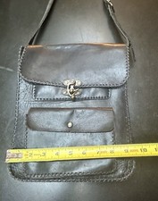 Handmade LEATHER Crossbody SHOULDER STATCHEL MADE in MEXICO Black