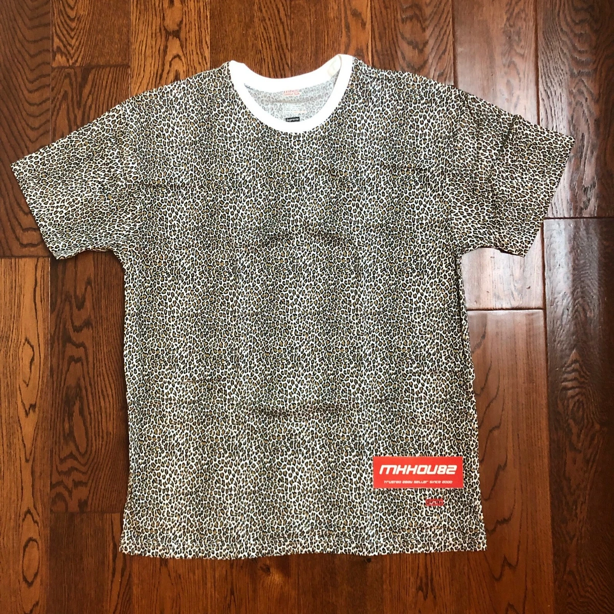 New Supreme Hanes Leopard One T-shirt Tee Animal box logo SS19 2019 Size L