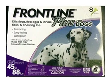 Frontline Plus Flea and Tick Dog Treatment 45-88 lb, 8 Doses New!