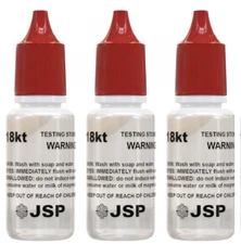 Set of 3 Gold Jewelry Testing 18K Test Acid Solutions Bottles Kit Oro Detect JSP