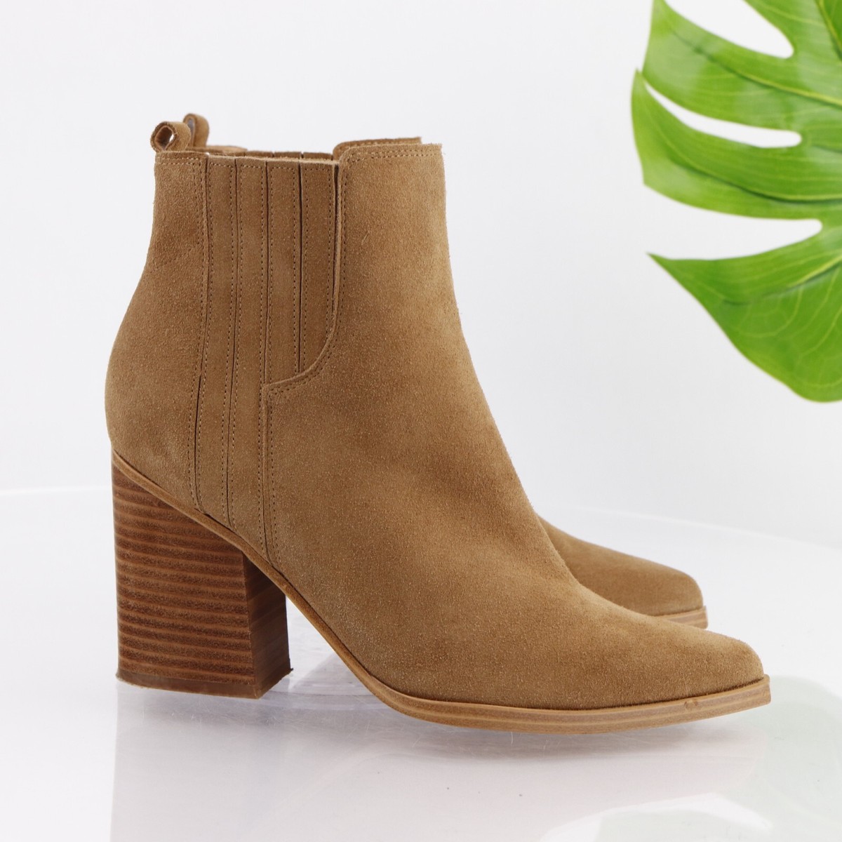 Marc Fisher Womens Oshay Boot Size 9.5 Camel Tan Suede Block Heel