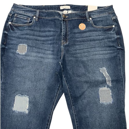 Lane Bryant Jeans Womens Size 24 Girlfriend Patch Mid Rise Plus Size Cropped - Picture 4 of 10