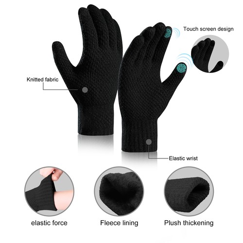 Winter Wool Warm Knitted Touch Screen Glove Mobile Phone Knitted Gloves MenWomen - Picture 58 of 107