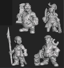 Gnome Pirates D&D Depths of Savage Atoll EC3D  28mm 32mm 