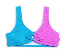 Limeapple Girls' Agata Big Kid Swim Bikini Top Size 10 Purple/Blue