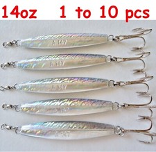 Diamond Jig 14oz Holographic Saltwater Fishing Lures w/ Treble Hook Select qty