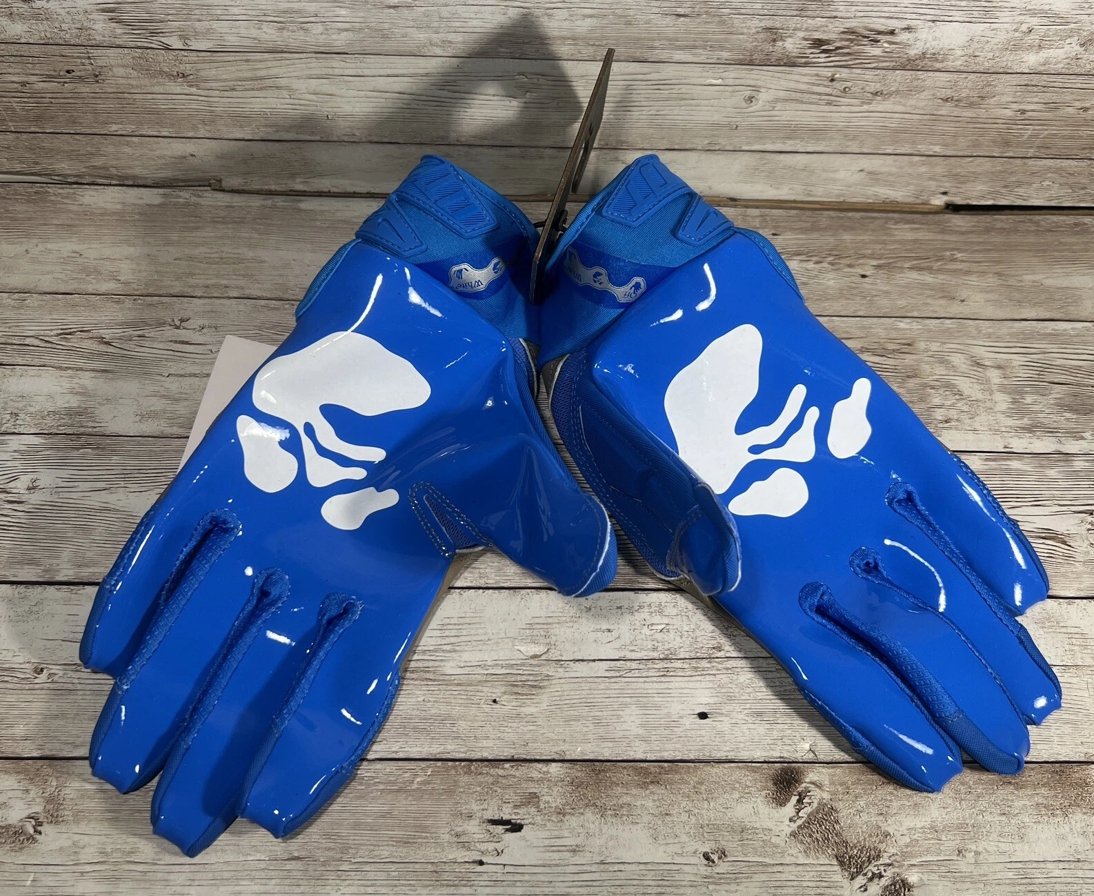 Off White x Nike D-Tackle Elite Padded Football Gloves Blue Face Virgil Abloh L