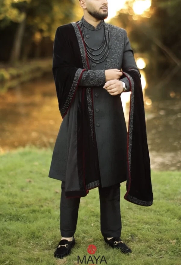 Black sherwani top for groom 2018