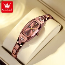 OLEVS Women  s Tungsten Steel Diamond-set Vintage Watch Quartz Waterproof Watch