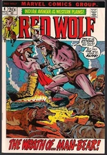 RED WOLF AVENGER OF THE WESTERN PLAINS #4 MARVEL 1972 "WRATH OF MAN-BEAR" VF+