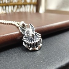 S925 Sterling Thai Silver SPHYNX GATTO Ciondolo Ruff Collare Gotico Regal Jester
