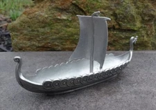 Norwegian Pewter Viking LONGBOAT/SHIP Open Salt Dip, Cellar, Dish w/Sail!