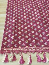 Waverly Burgundy Floral Fabric Clip Up Roman Shade 50W x 62L excellent condition