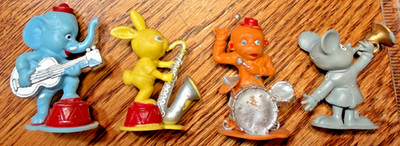 IDL TOYS ANIMAL BAND ANTHROPOMORPHIC  FIGURES LOT OF 4  PAINTED TRUE VINTAGE