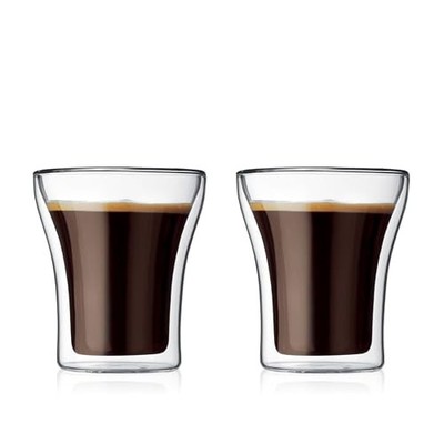 BODUM ASSAM Double-Wall Glass Tumbler 200ml Set of 2 Insulates Hot and Cold