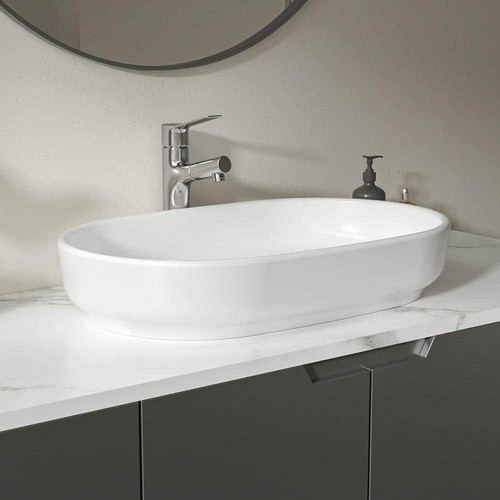 22 in. Ceramic Oval Vessel Bathroom Sink in White - Picture 5 of 12
