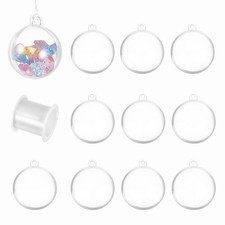 2.8" Dia. Clear Plastic Acrylic Fillable Ornament Ball with Hanging Wire 10pcs