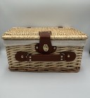 Natural Wicker Storage Hamper With Lid w Liner Gift Hamper Shelf Basket Rustic