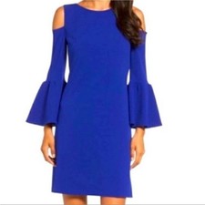 Eliza J Cobalt Blue Cold Shoulder Bell Sleeve Dress Size 4
