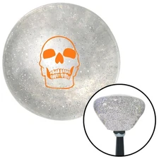 Orange Skull Clear Retro Metal Flake Shift Knob w/ M16x1.5 Insert Shifter Auto