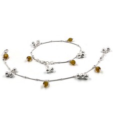 925 Sterling Silver Kids 1.0 mm Snake Chain Designer Anklet - Style 07