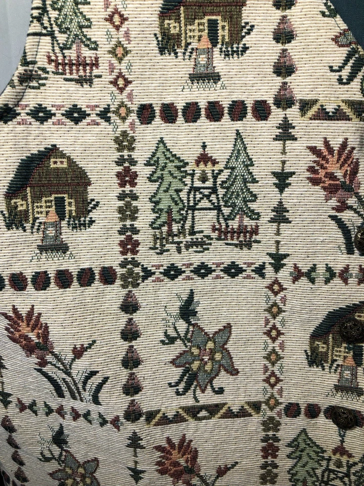 Bobbie Brooks Vintage Holiday Christmas Country Cottage Vest Size Small Tapestry - Image 4 of 4
