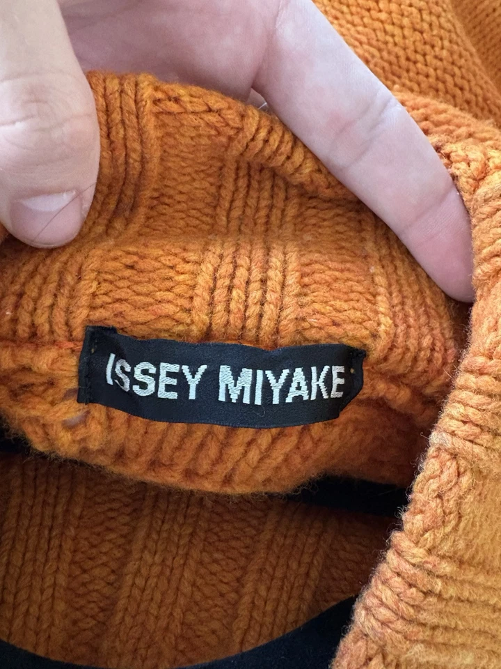 Issey Miyake сделано в Японии свитер оранжевый трикотажа редкая среднего размера выцветший Washtag - Изображение 4 из 4