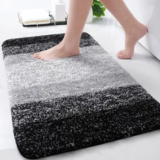 Arotive Microfiber Bathroom Rugs, Shaggy Soft and Absorbent 30" x 20", Black 