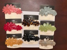 Women  s Classic Style Flower Barrette Lot Of 8 Slip Free Grip New In Package