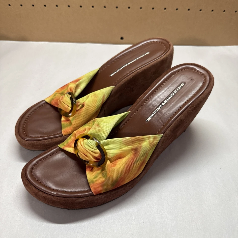 DONALD J PLINER Sandles Sapatos de salto aberto para mulheres 7.5-8 com nó e dedos abertos Y2K - Imagem 3 de 4