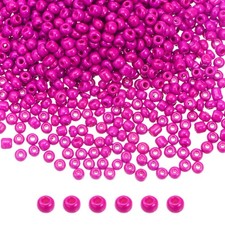 Glass Beads 3mm Hole Loose Beads for Bracelet Earring Making Fuchsia