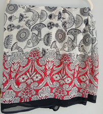 Bird Paisley Print Scarf Shawl 87" x 42" Semi Sheer Floral Leaf Light Flaws