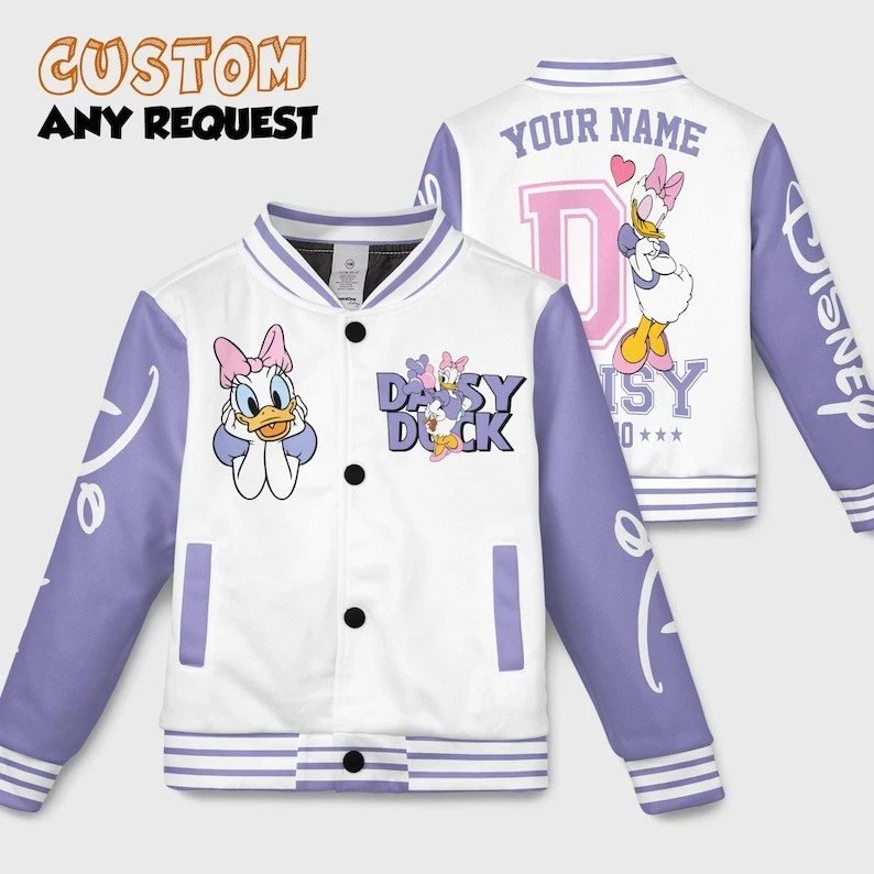 Personalized Adorable Daisy Duck Valentine Gift For Fan Baseball Jacket