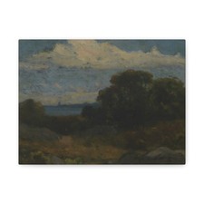 Edward Mitchell Bannister - Landscape (trees & rocks by lake) - Canvas Wall Art