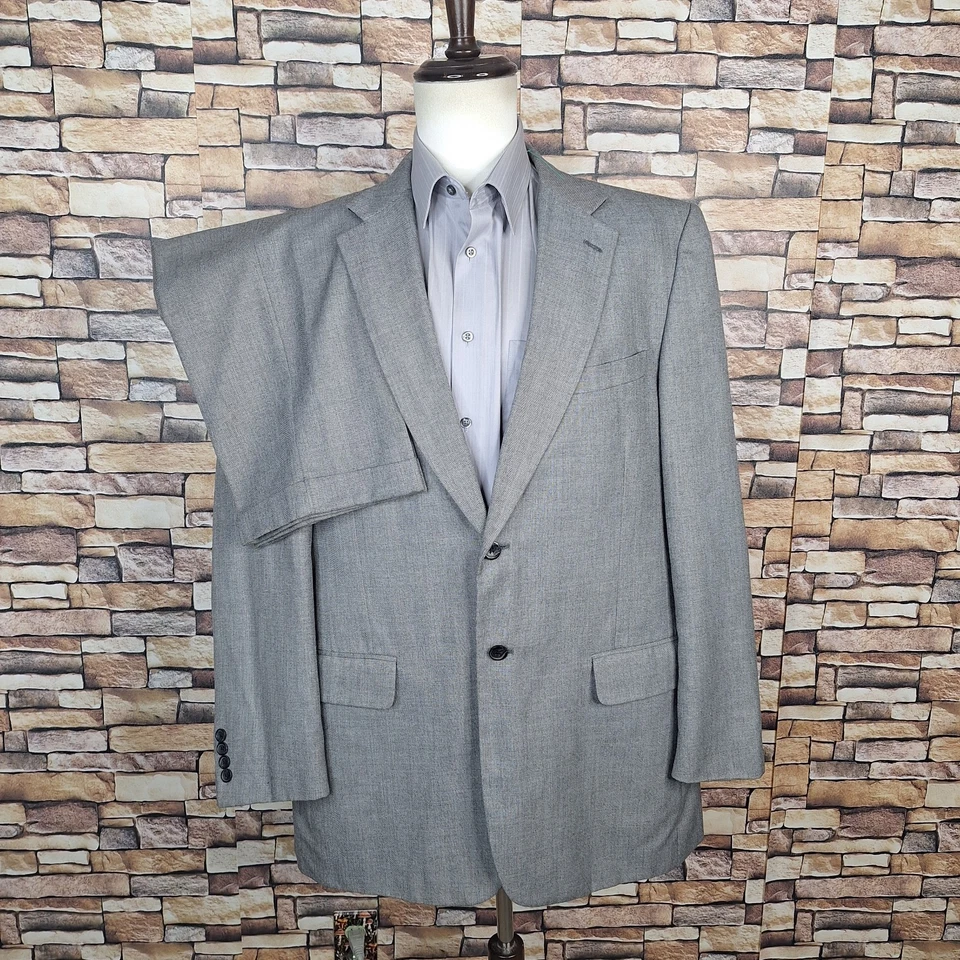 Statements 2 Piece Suit Mens 44L 34X32 Gray Hopsack Single Vented - Image 2 of 4