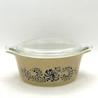 Vintage Pyrex Blue Homestead 472-B  750ml Casserole Dish With Clear Glass Lid