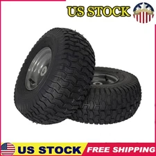 2-Pack Mower Front Tire Set Replacement 15x6.00-6" Solid Dark Gray Steel Wheels