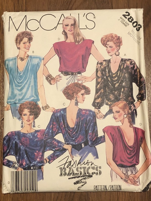 Vintage McCall’s Pattern 2803 Misses’ Tops Size 14-16 Medium Uncut