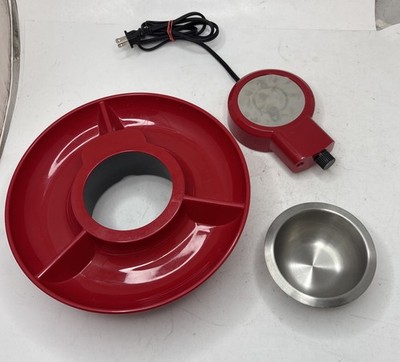 Choco Maker Chocolate Fondue Melter Tray And Bowl 6 oz. Red