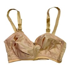Vintage Cameo Coutures 34H Bullet Bra Wireless Nude Lace Sturdy