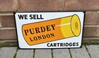 Purdey London, Metal Enamelled Advertising Sign 36.5 X 20.5cm
