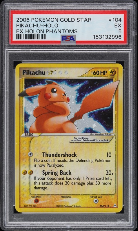 PSA 5 PIKACHU GOLD STAR 104/110 | EX Holon Phantoms Holo Pokemon Card